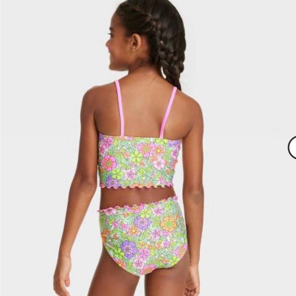 Girls' Flower Love Tankini Set - Cat & Jack - Picture 3 of 7